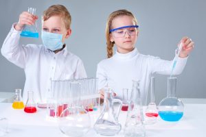 kids with chemistry set